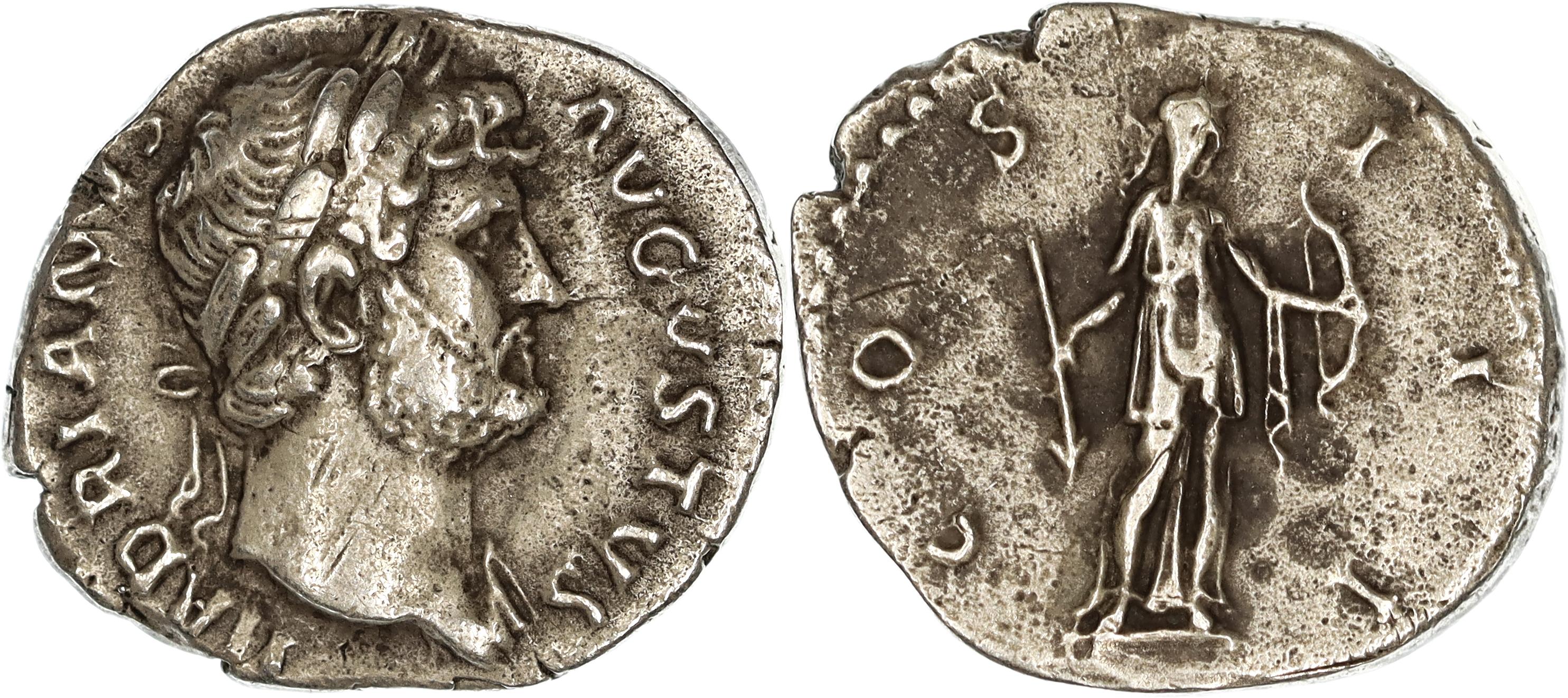 Roman Empire, Hadrian, Silver Denarius, 125-128 AD, nVF