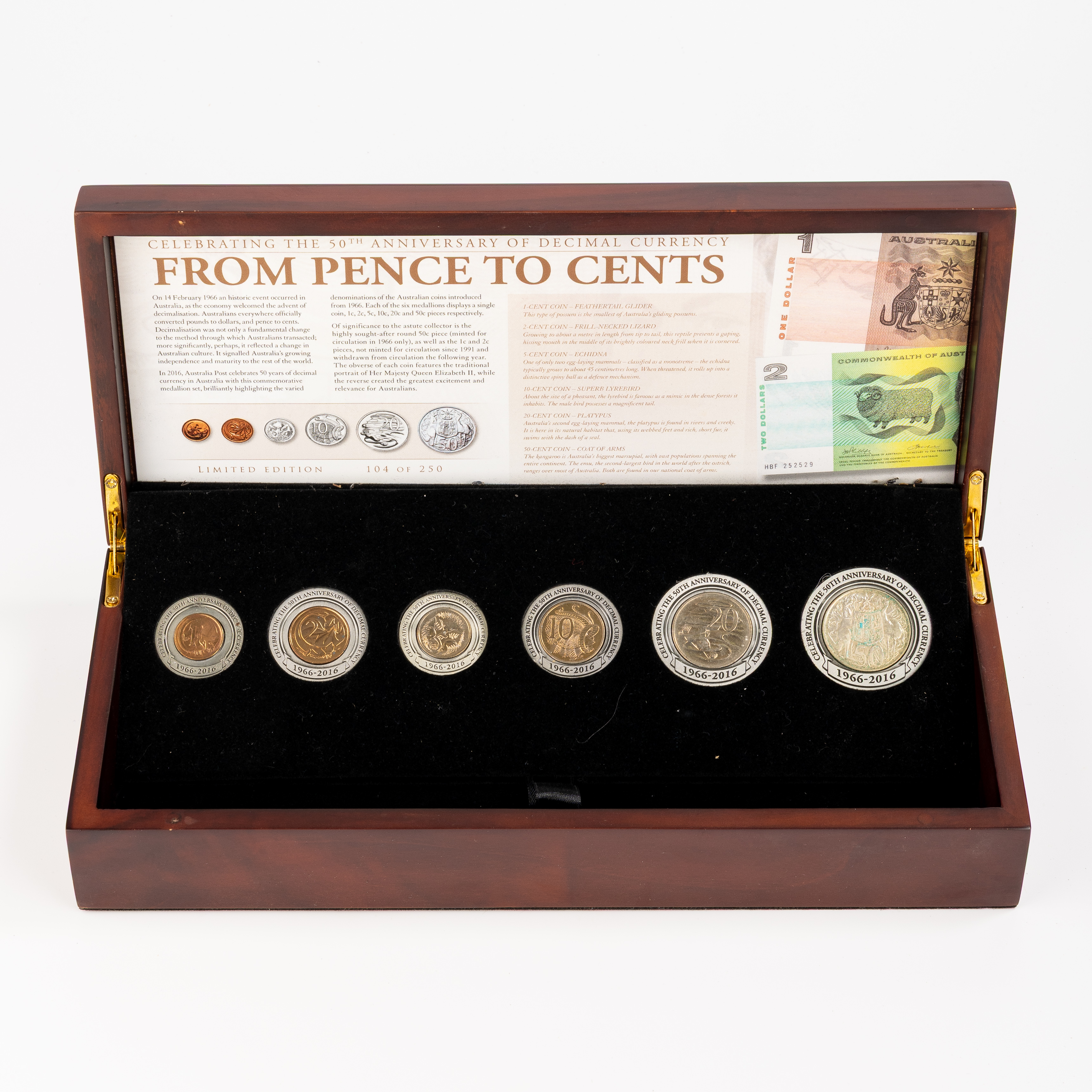 Elizabeth II, Australia Post - 50th Anniversary of Decimal Currency, From Pence to Cents, One Cent - Fifty Cents, 2016