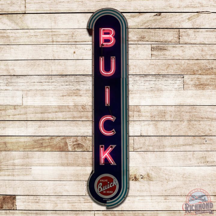 Outstanding Buick "Valve in Head" Vertical 11' Double Sided Porcelain Neon Sign