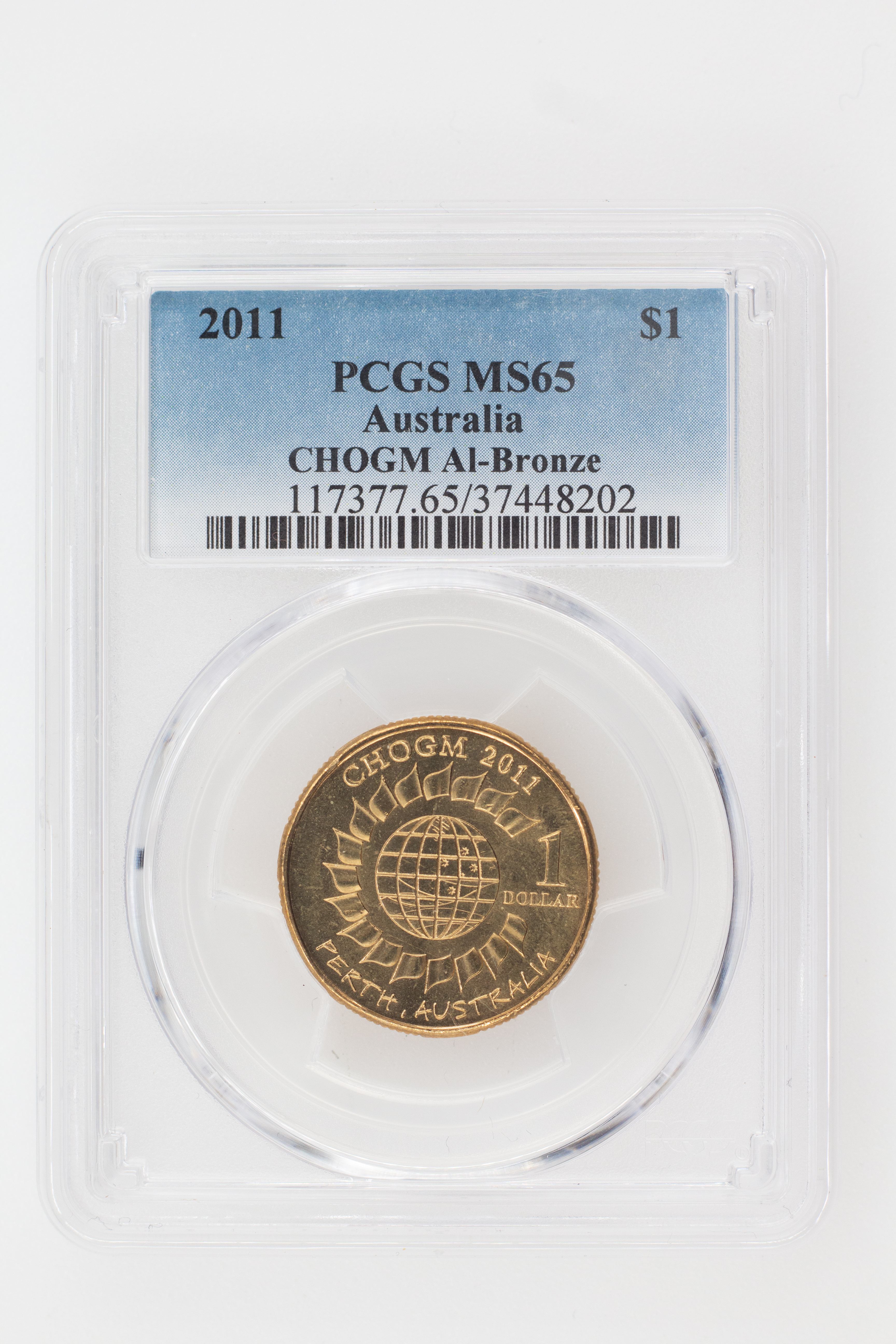 2011 Australia One Dollar, $1 CHOGM Al-Bronze PCGS - MS65 -202