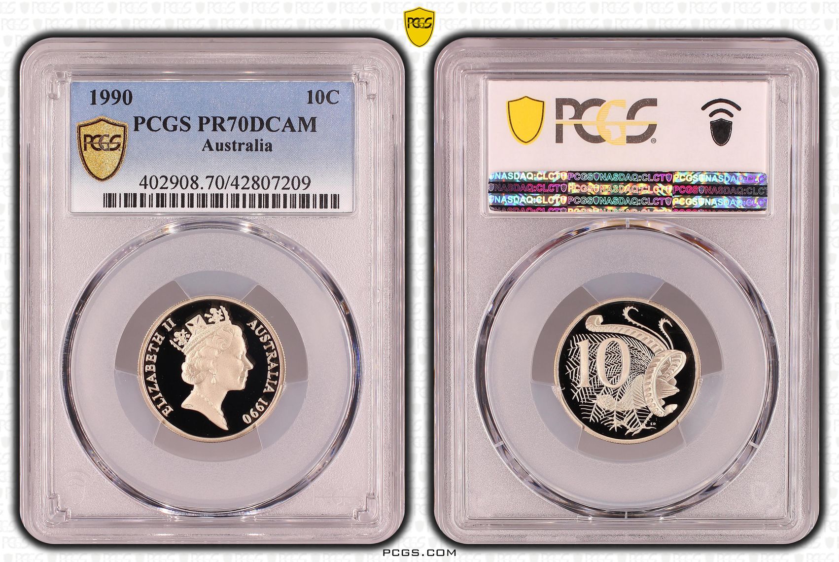 Elizabeth II, Ten Cent, PR70DCAM , 1990 PCGS POP - 28/0