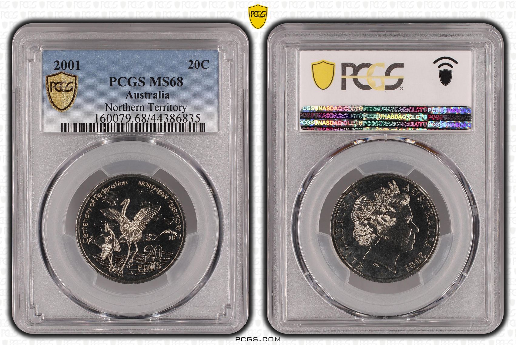 Northern Territory, Twenty Cent, 2001, PCGS MS68