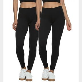 WOMEN'S FELINA VELVETY SOFT LIGHTWEIGHT LEGGINGS 2 PACK BLACK SZ MED
