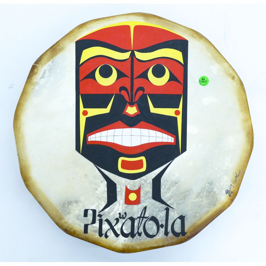Shirley Owens ''Pixatola'' 2010 Painted Native Drum 18''