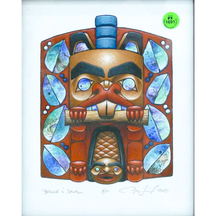 Paul Owen Lewis ''Beaver Frontlet'' 2008 S/N Print Framed 11''x9''