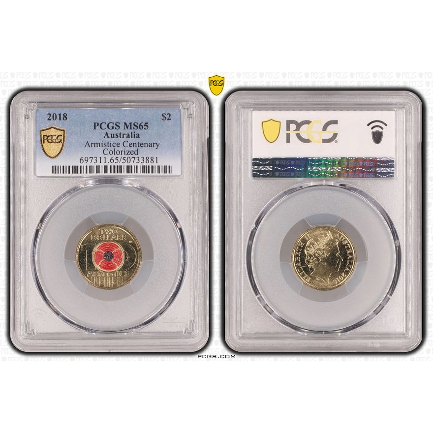 Armistice Centenary Colorized, Two Dollar, 2018, PCGS MS65