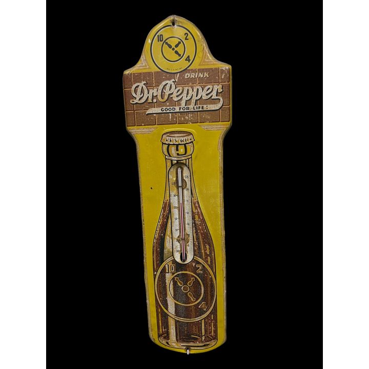 Drink Dr. Pepper 10-2-4 Tin Metal Soda Thermometer