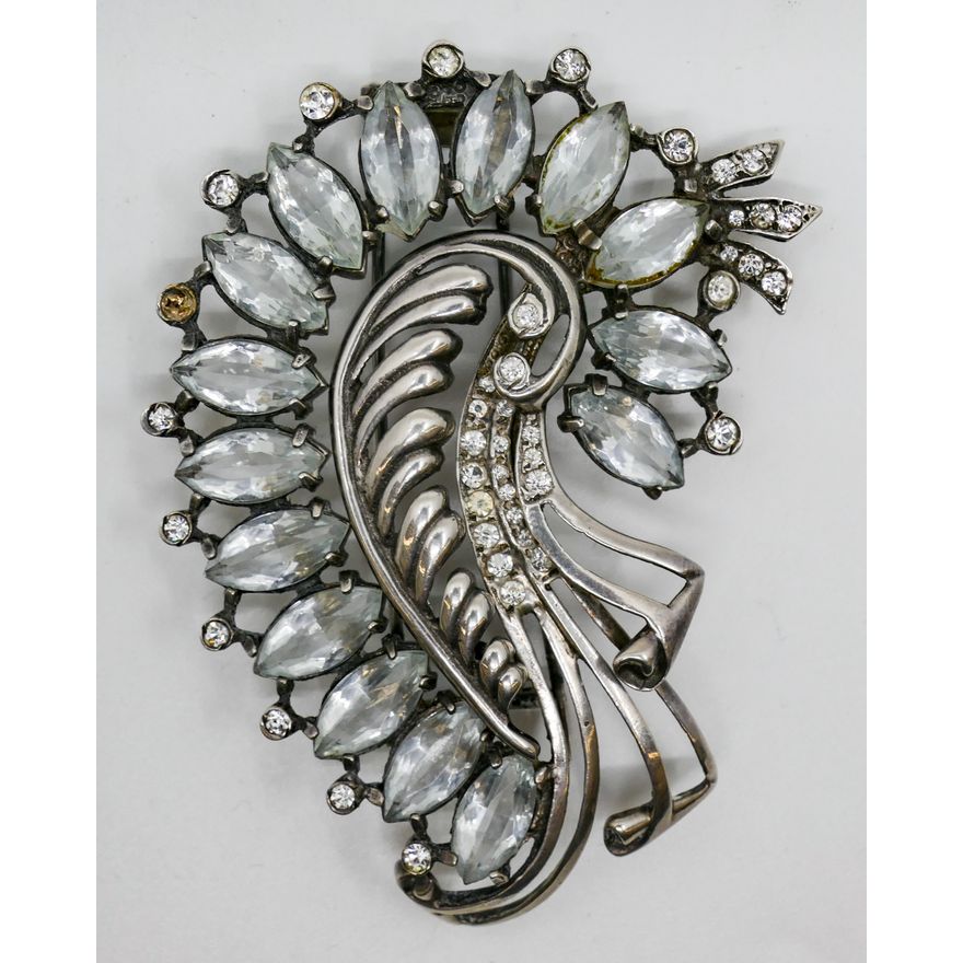 Eisenberg Sterling Rhinestone Large Fur Clip 3.5'' - 69 Grams