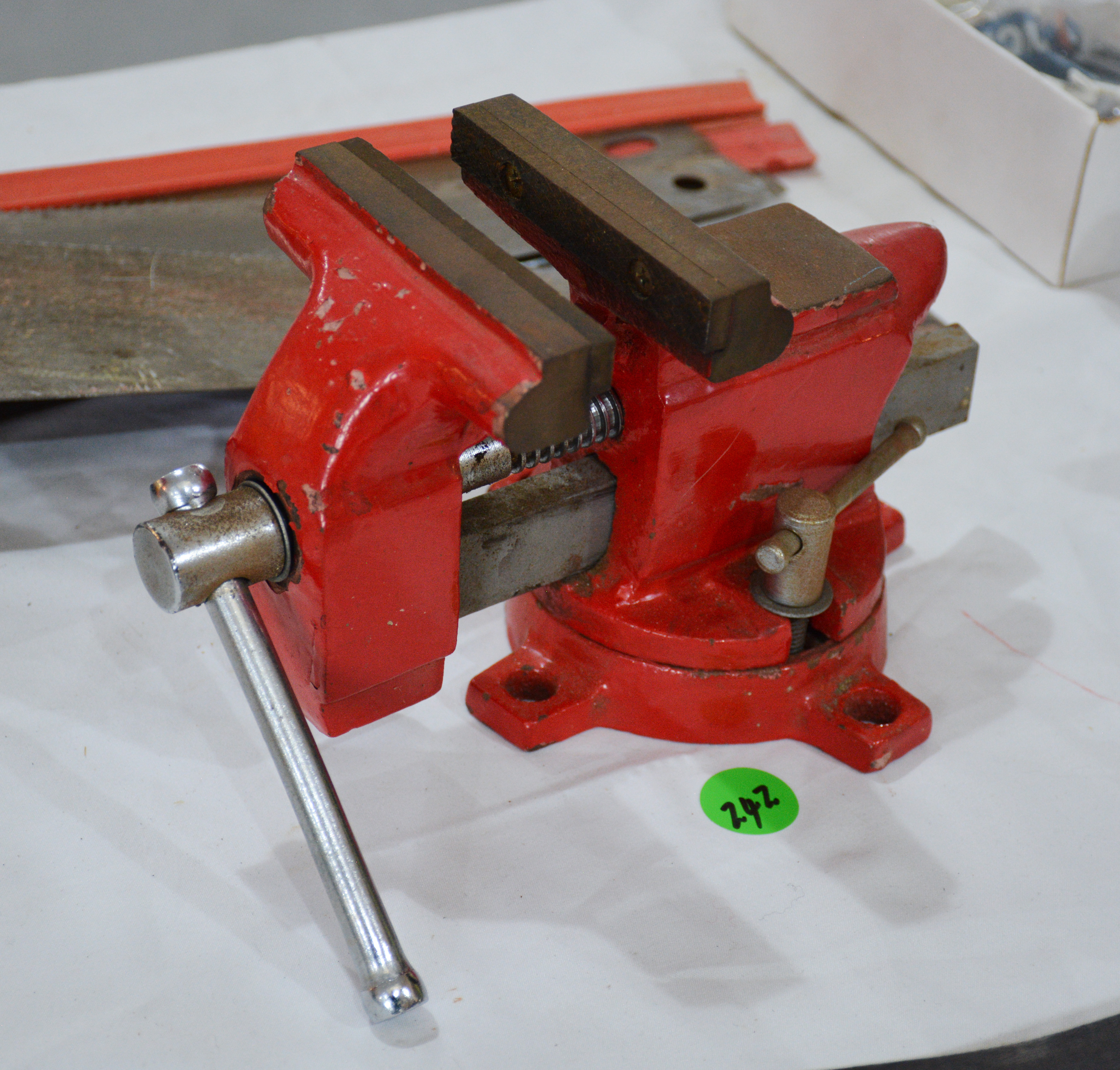 Small Red 4" Bench Vice — sold at auction in New Zealand for $50