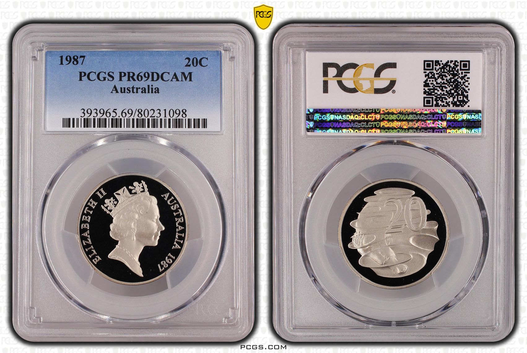 Twenty Cent, 1987, PCGS PR69DCAM