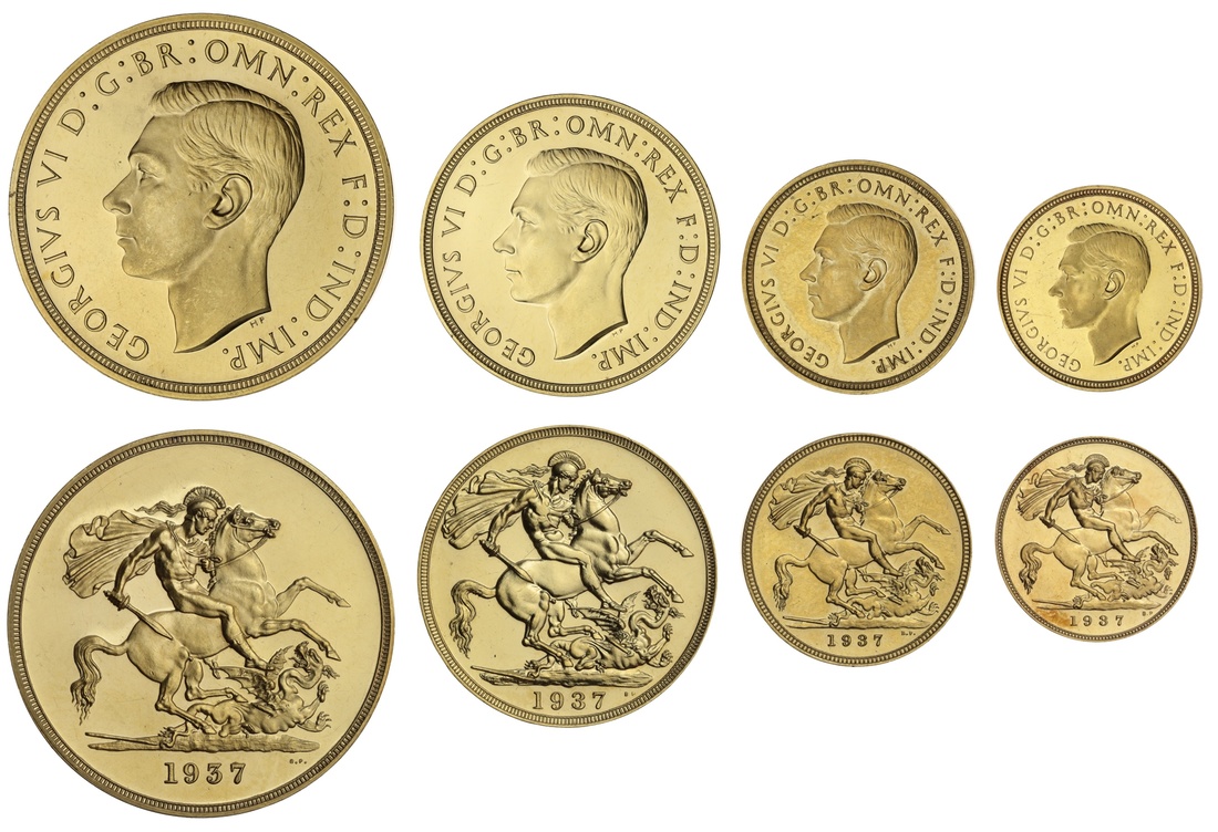 George VI (1936-1952), Coronation 'Specimen' Gold Proof Set, 1937 (4 ...