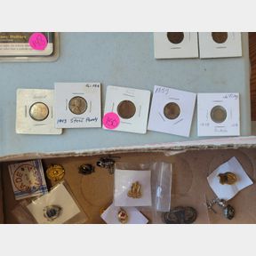 3 Wheat Pennies, 1 Flying Eagle penny and other