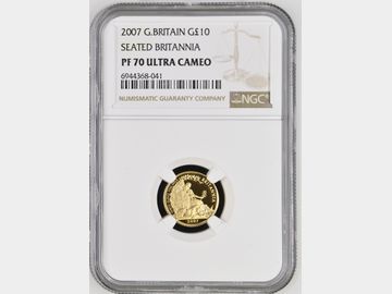 2007 ELIZABETH II BRITANNIA GOLD 1/10oz PROOF 10 POUND PF70 UCAM TOP POP!