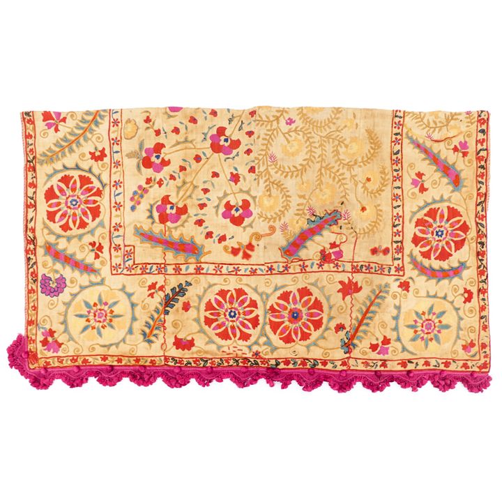 Antique Suzani Uzbekistan Embroidered Panel