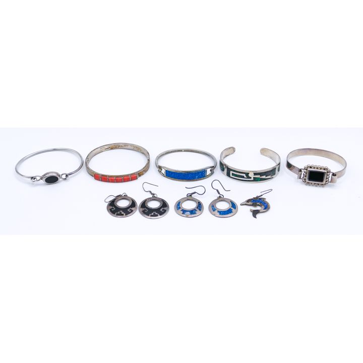 Box Mexican Sterling & Stone Bangles etc. - 126 Grams TW
