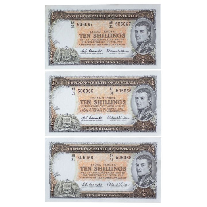 Consecutive Run, Coombs/Wilson, Ten Shillings, 1960, aEF - aUNC