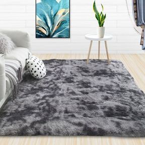 Light Rug Fluffy Carpet Dark Grey 200 L x 150 W cm |
