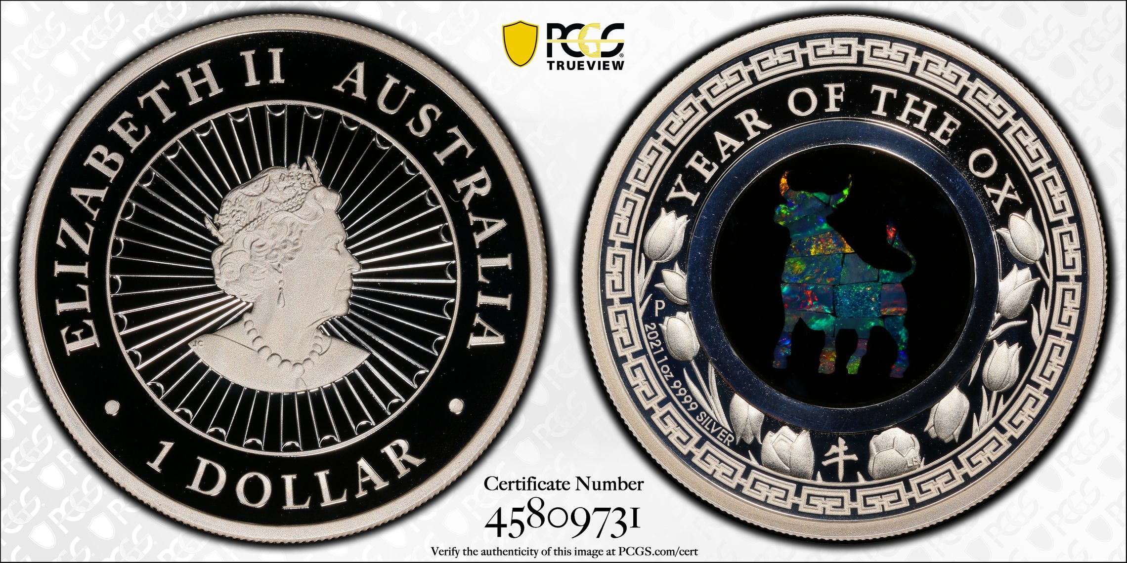 Year of the Ox - Opal, One Dollar, 2021-P, PCGS PR70DCAM