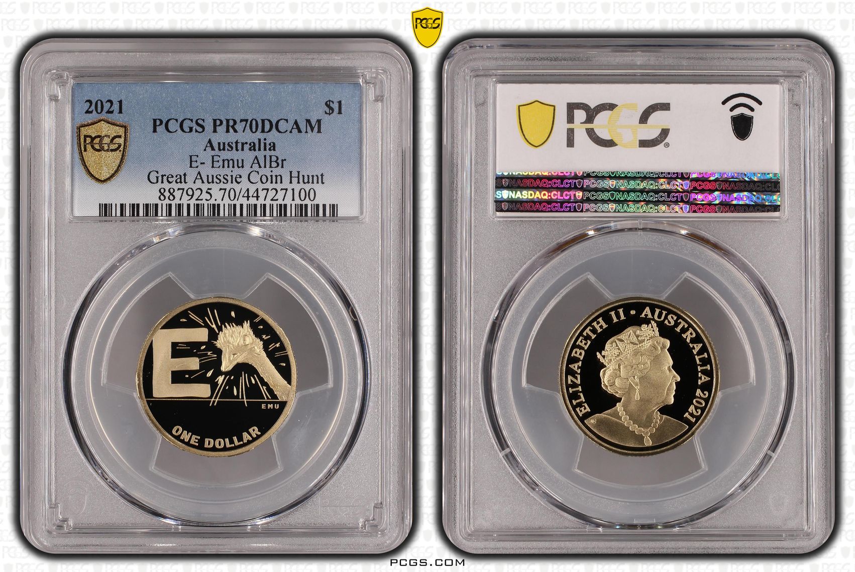 2021 Australia One Dollar, $1 Proof E- Emu AlBr PCGS - PR70DCAM POP 12/0 -100