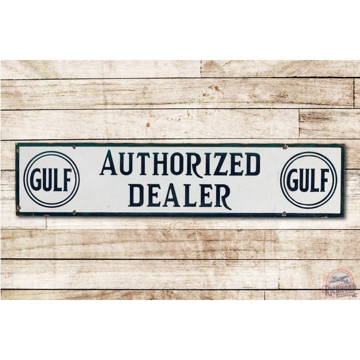 40" Gulf Authorized Dealer Porcelain Strip Sign