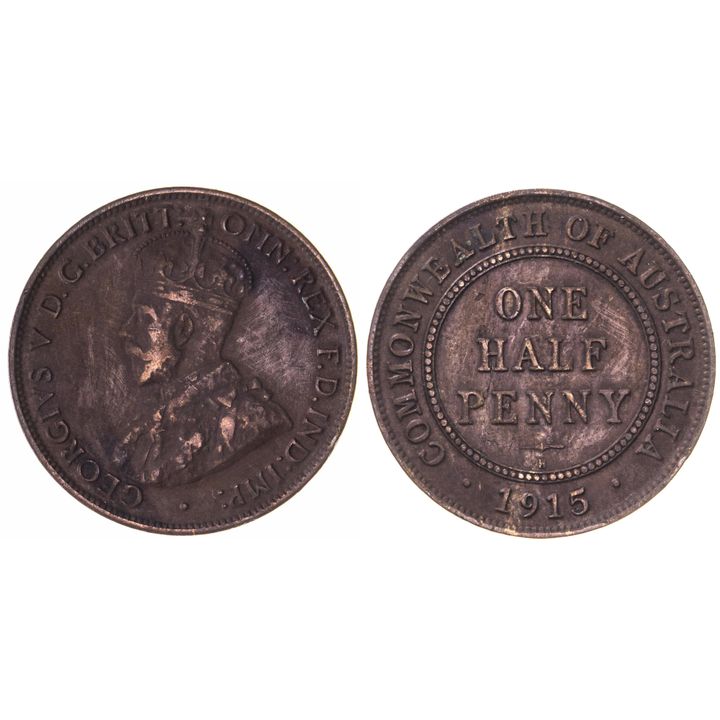 George V, Halfpenny, 1915-H,  VF