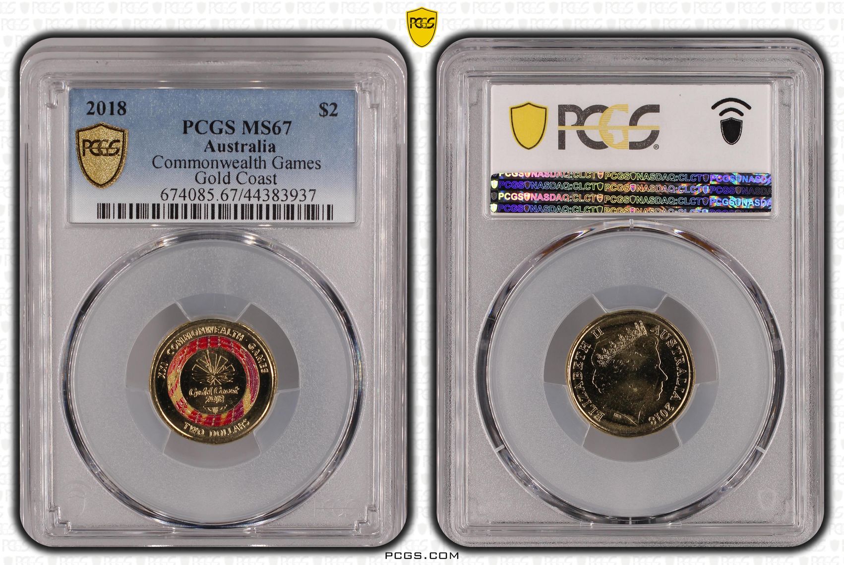Commonwealth Games - Gold Coast, Two Dollar, 2018, PCGS MS67