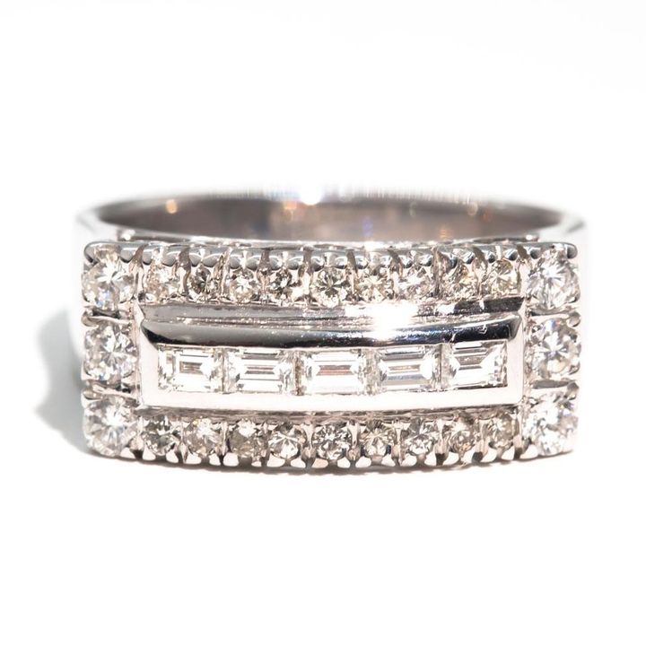 0.93 Carat Total Diamond Weight Art Deco Ring
