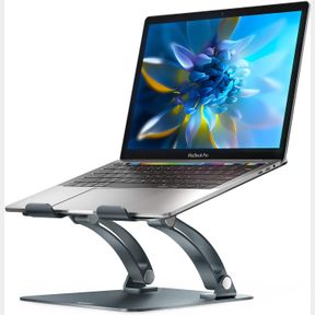 NULAXY FULLY ADJUSTABLE LAPTOP STAND FOR DESK, DUAL FOLDABLE ALUMINUM COMPUTER RISER WITH HEAT-VENT, ERGONOMIC NOTEBOOK HOLDER POR