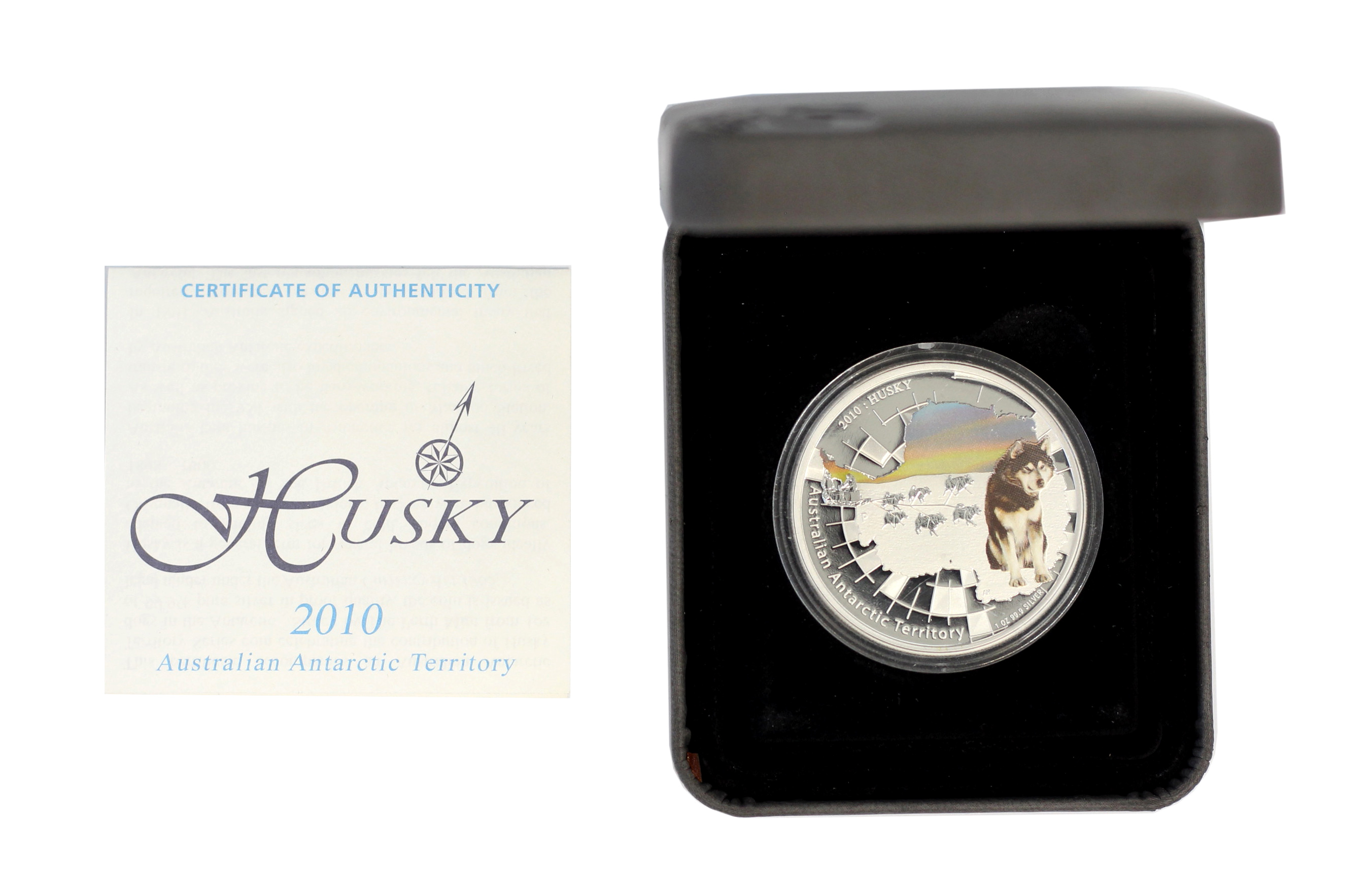 2010 Perth Mint Silver 1oz Husky Antarctic Territory Coin