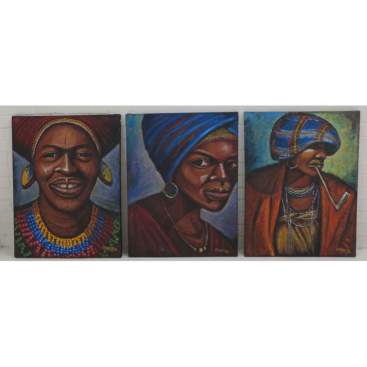 P. MOTSE - SET OF 3 OILS ON CANVAS