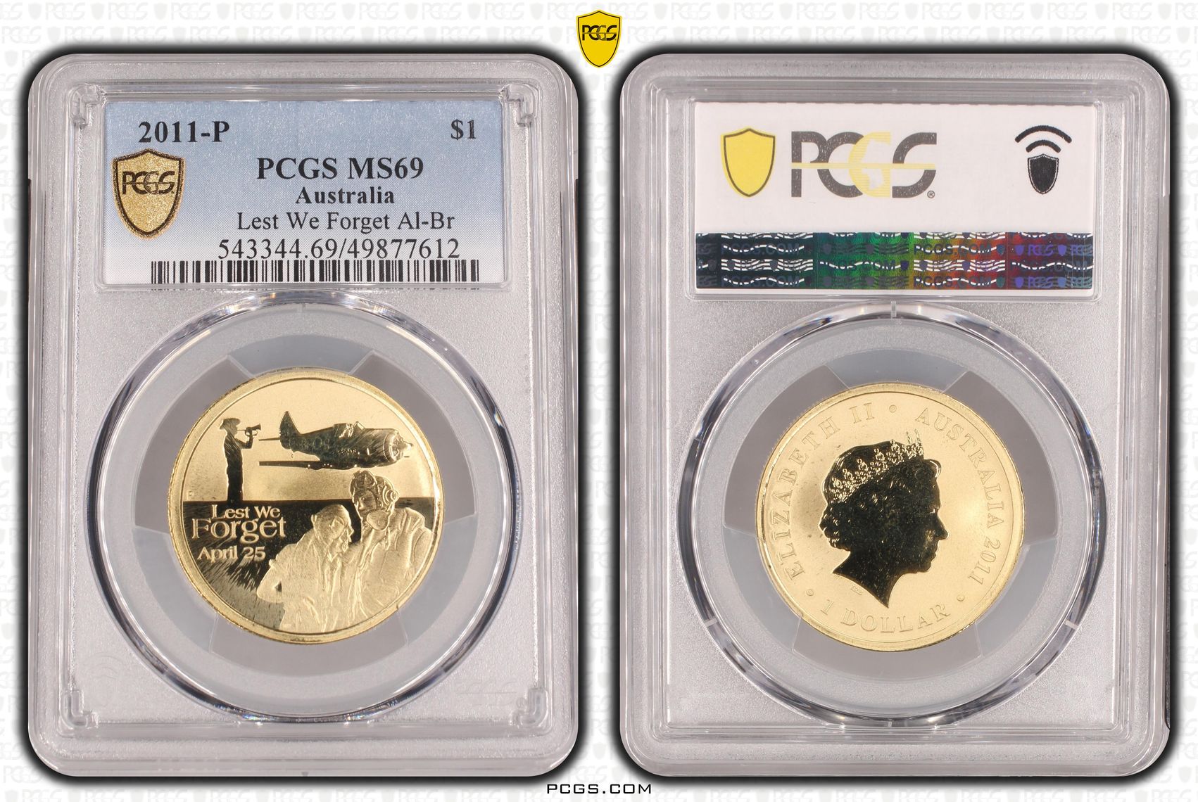 Lest We Forget Al-Br POP 5/0, One Dollar, 2011-P, PCGS MS69