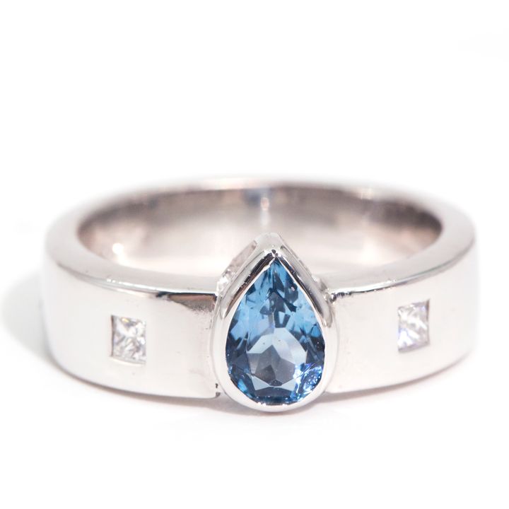 Aquamarine & Diamond 18 Carat Gold Ring