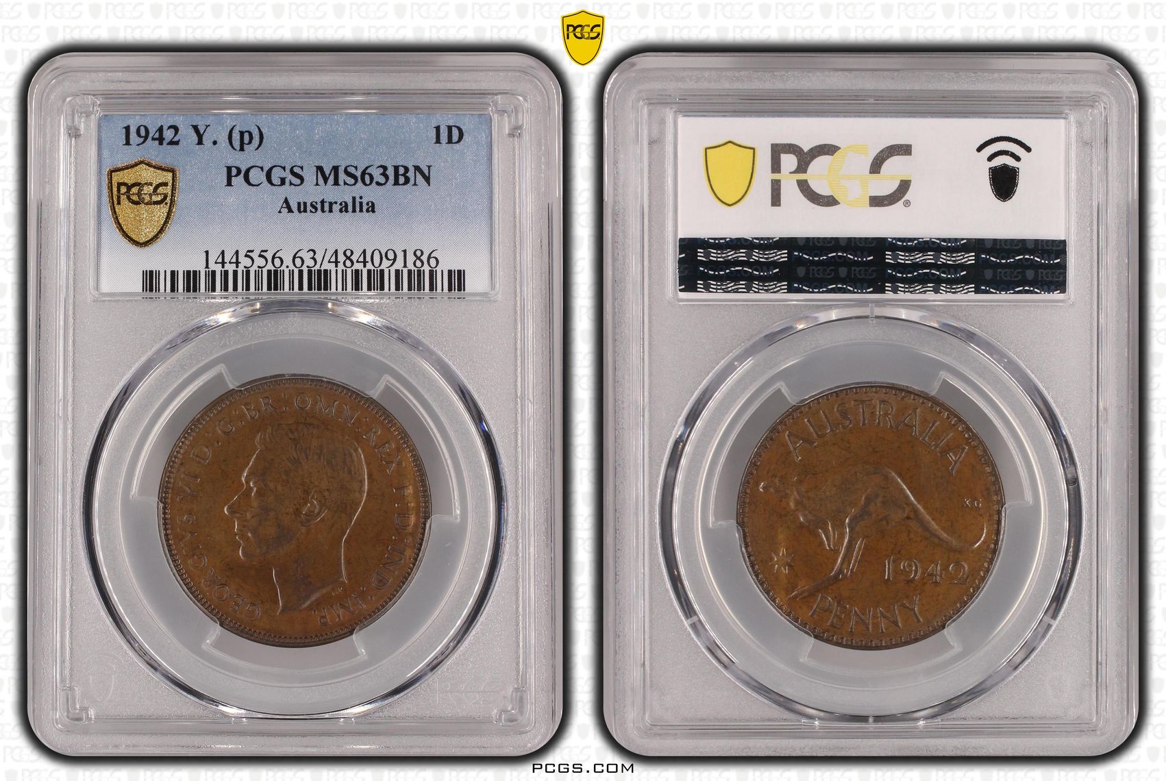 George VI, Penny, 1942, PCGS MS63BN