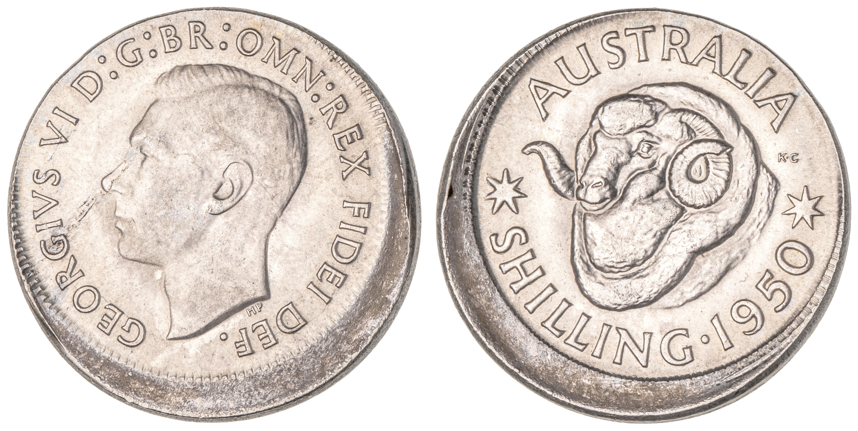 George VI, Shilling, 1950, aUNC