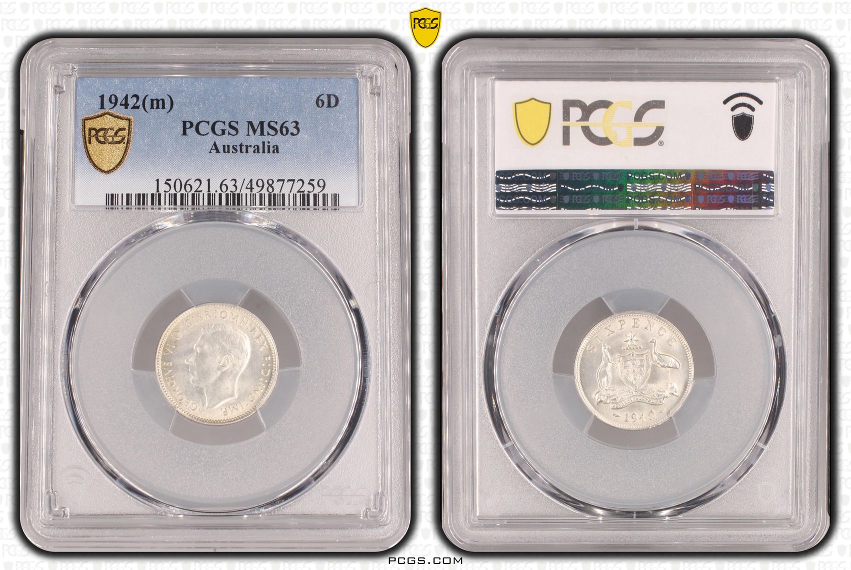 George VI, , Sixpence, 1942(m), PCGS MS63