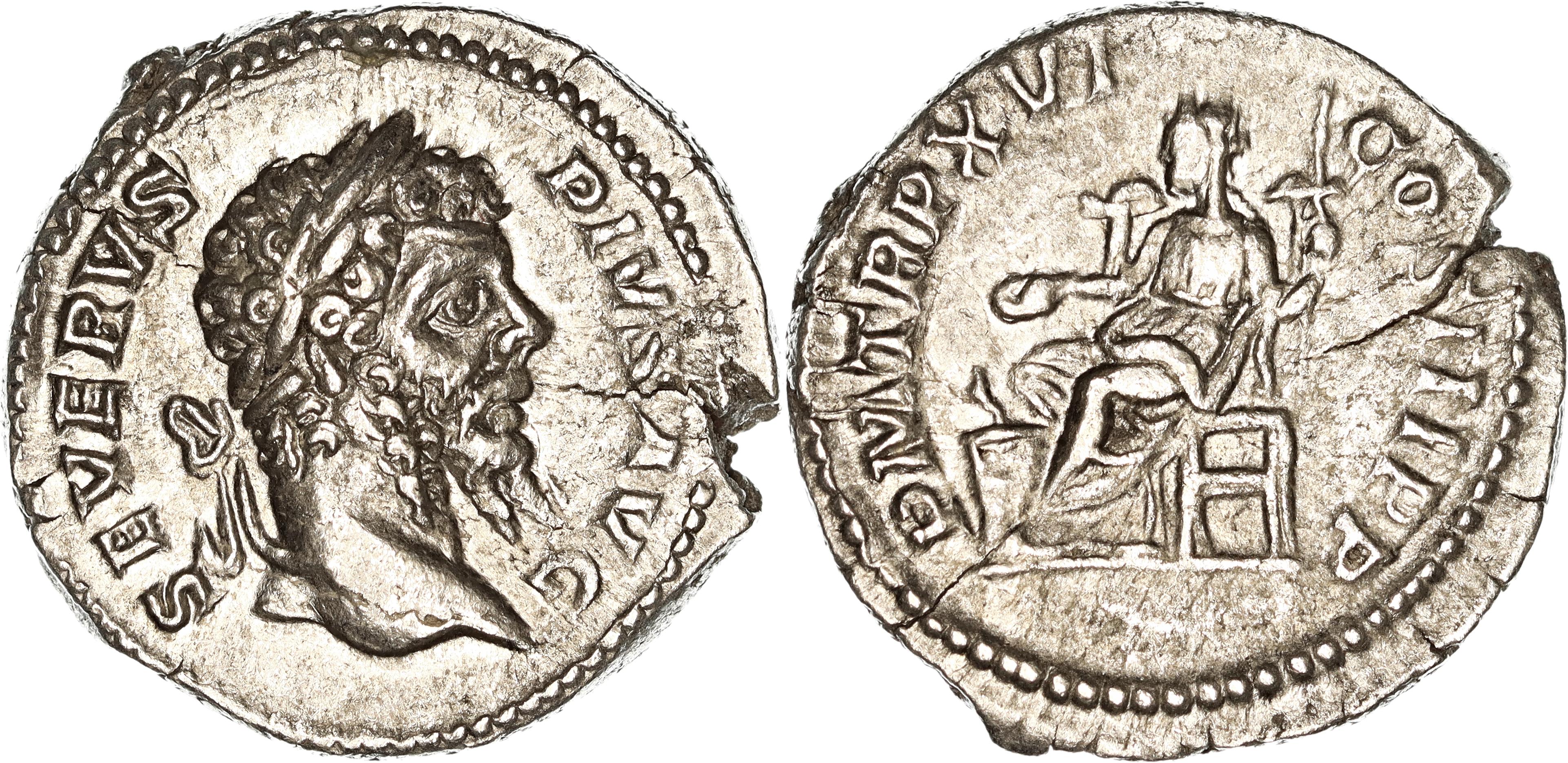 Roman Empire, Septimius Severus, Silver Denarius, 208 AD, VF