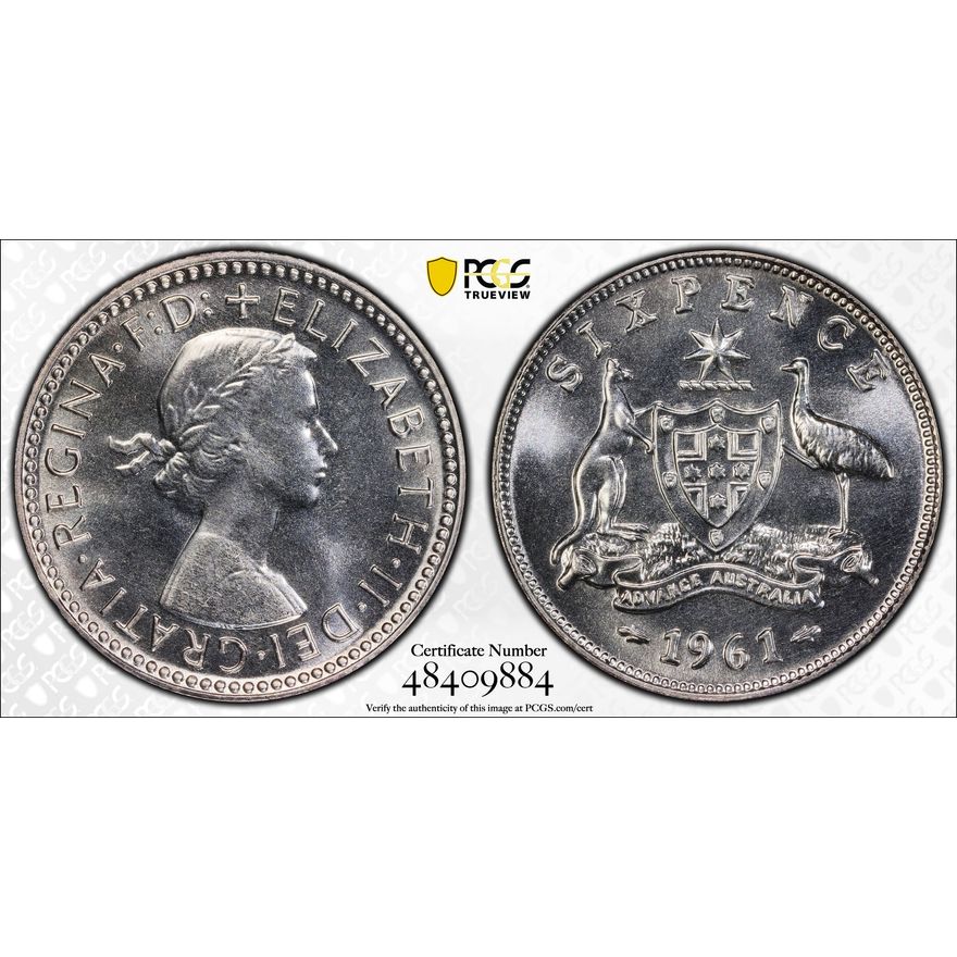 Elizabeth II, Sixpence, 1961(m), PCGS PR66