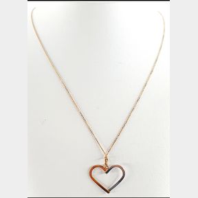 9CT GOLD PLATED & 925 SILVER HEART PENDANT & CHAIN - 51929/10065