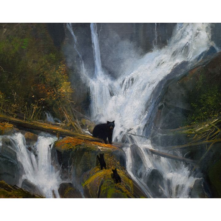 Michael Coleman (1946- ), Bears in the Falls, 2022