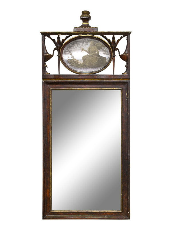 A North Italian Neoclassical Gilt Decorated and Grain-Painted Mirror