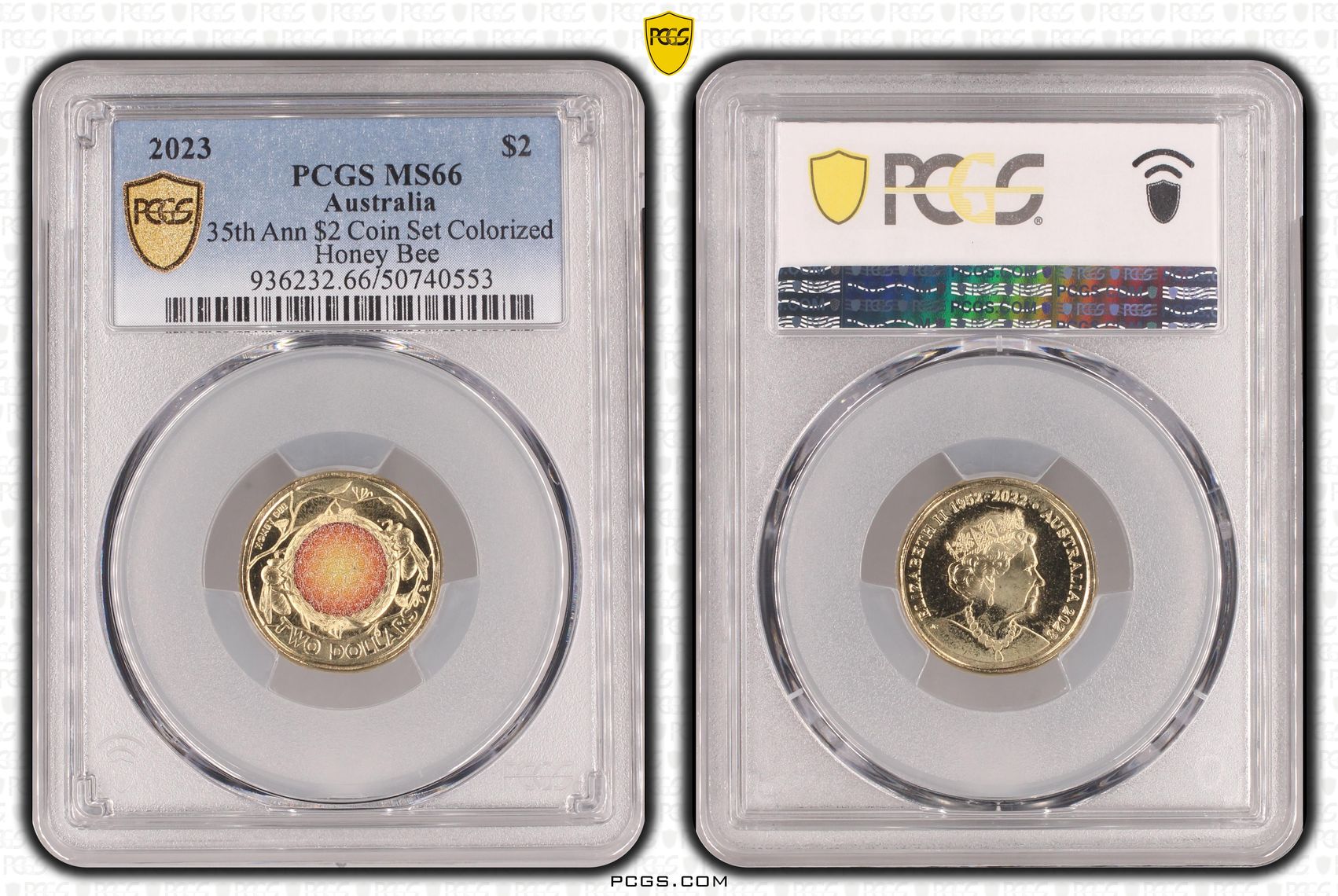 35th Ann $2 Coin Set Colorized Honey Bee , Two Dollar, 2023, PCGS MS66