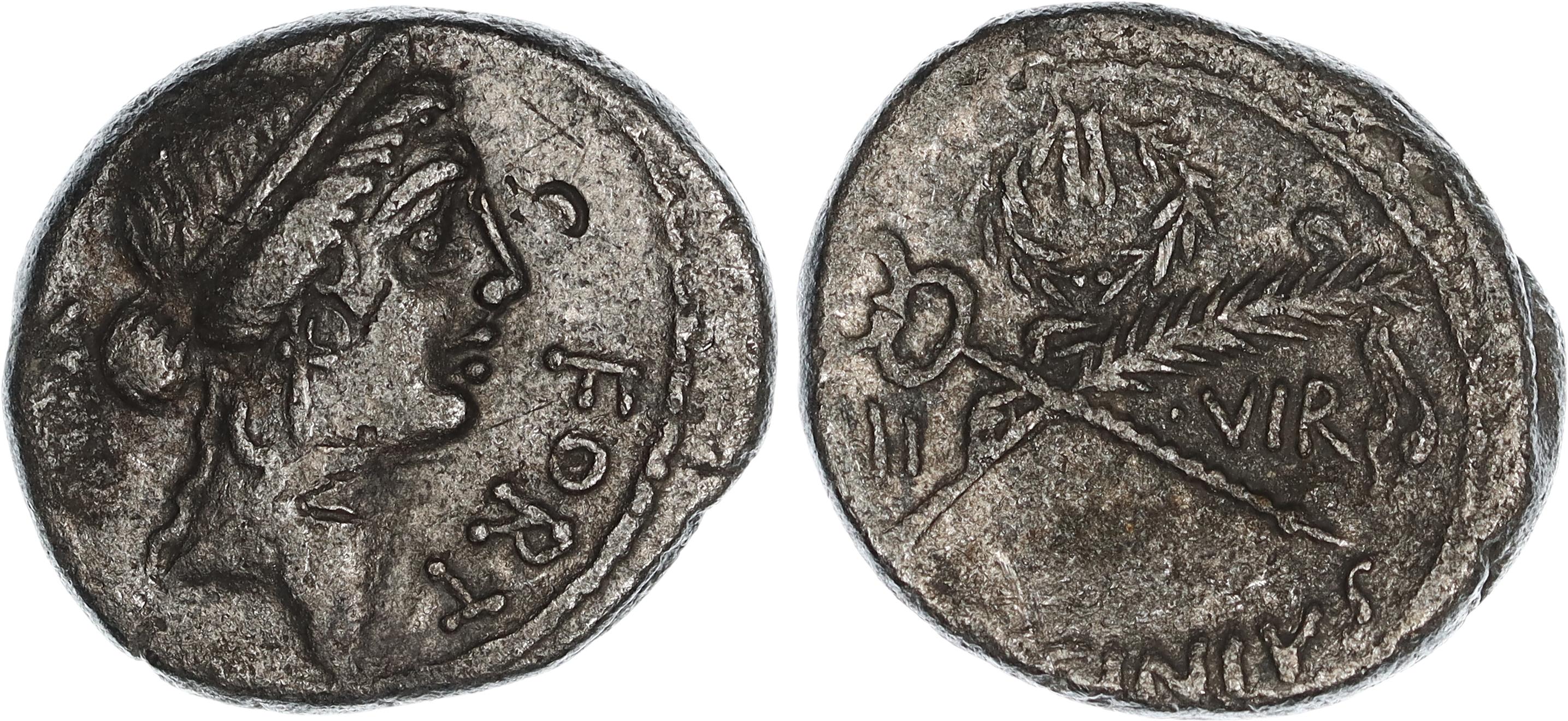 Roman Republic, Q. Sicinius, Silver Denarius, 49 BC, nVF