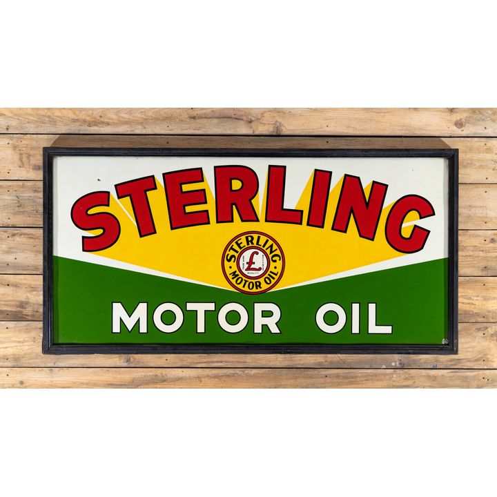 72" Sterling Motor Oil w/ Logo Single Sided Metal Sign & Wood Frame TAC 9