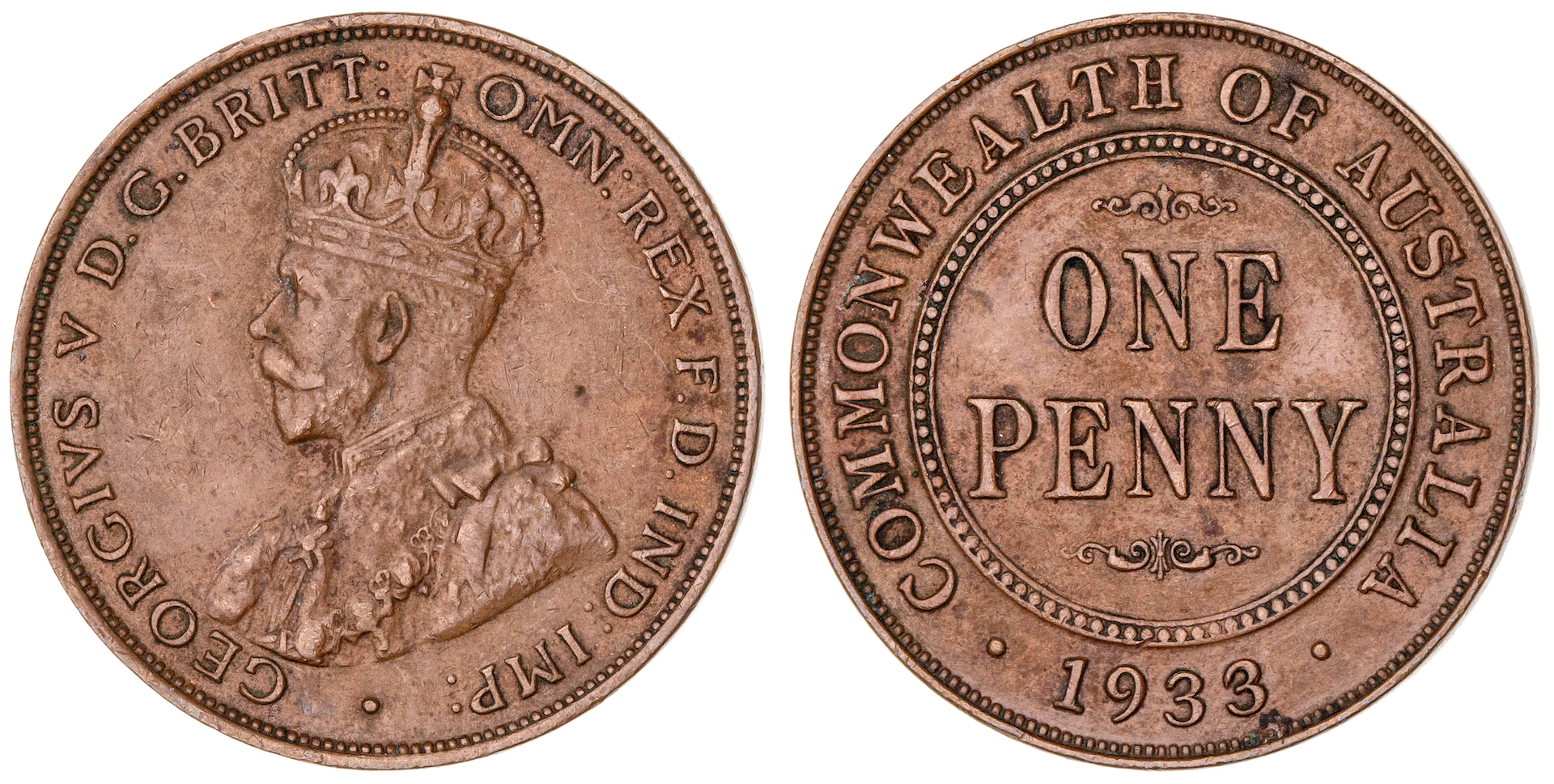 George V, Penny, 1933/2, gEF