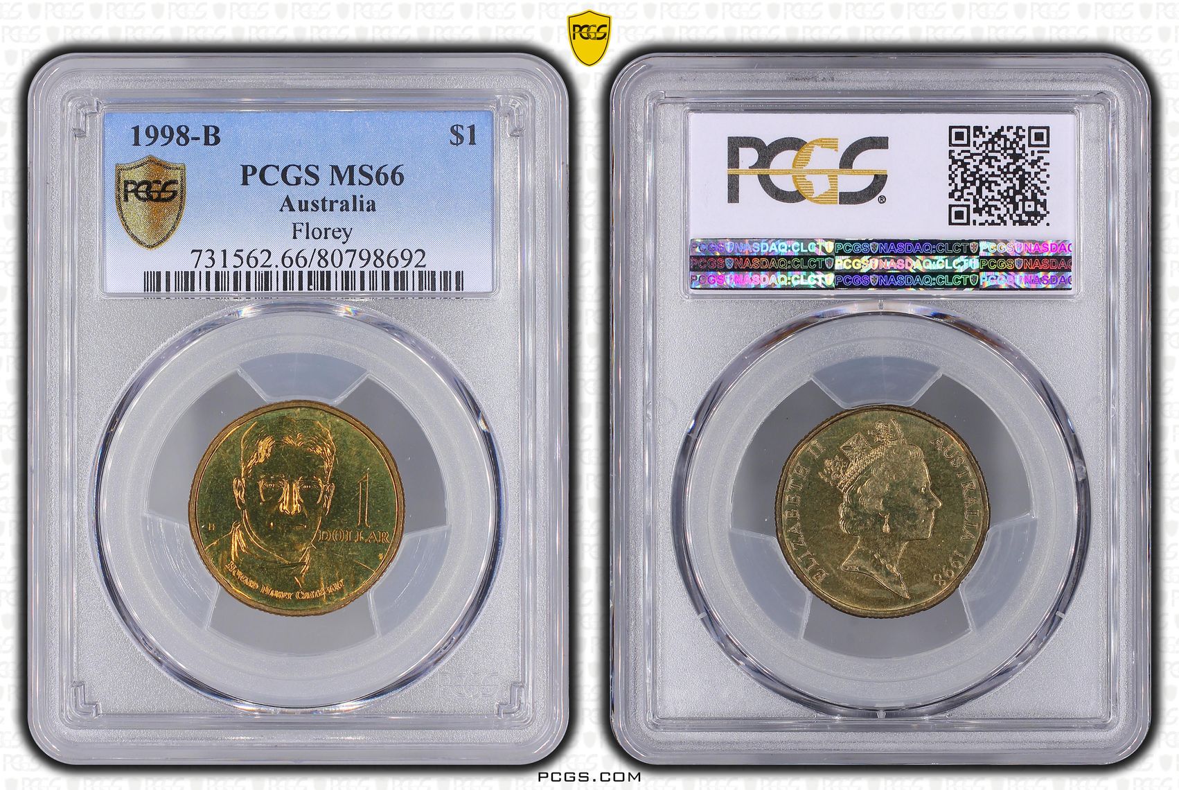 Elizabeth II, Florey, One Dollar, 1998-B, PCGS MS66