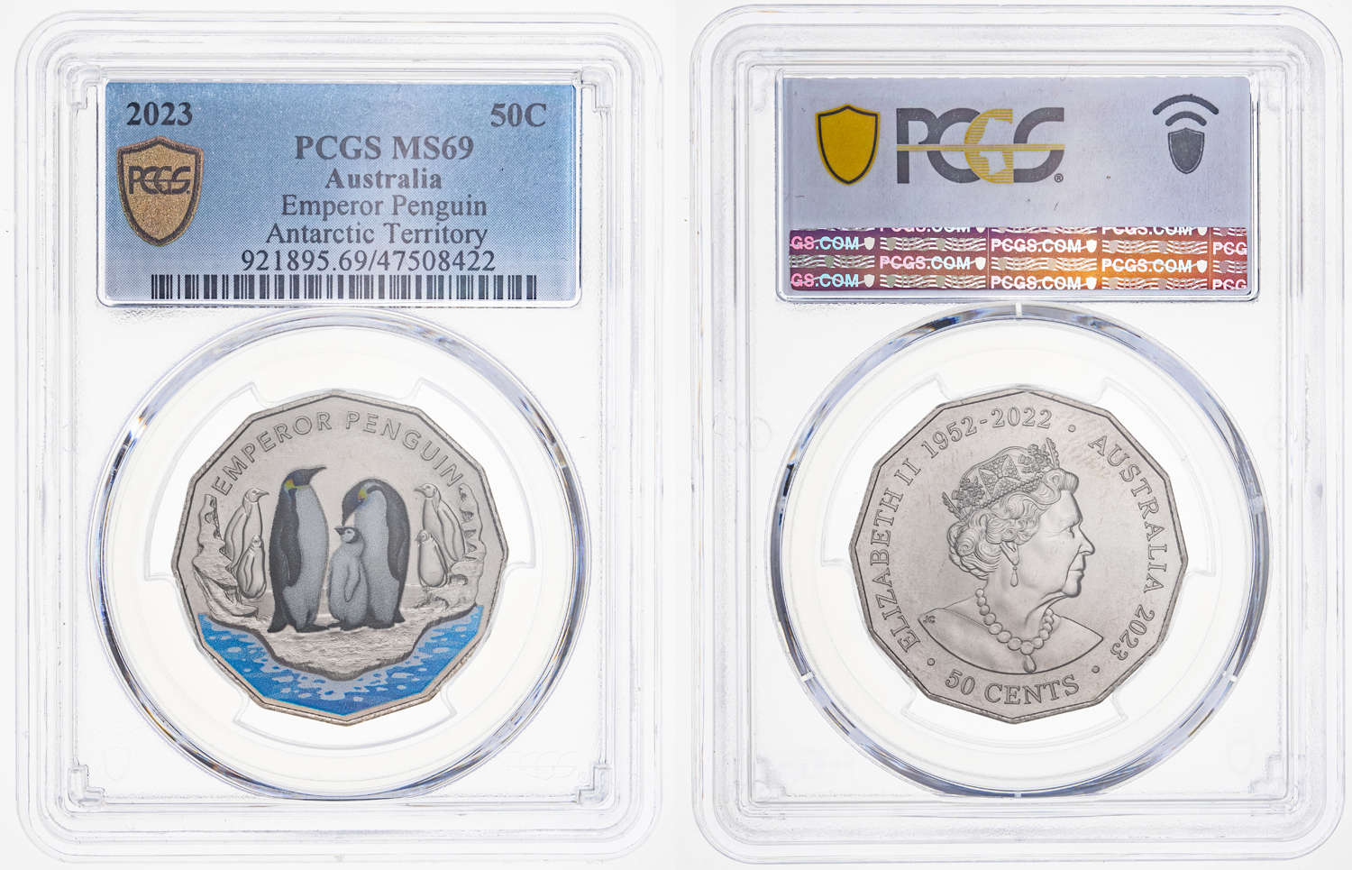 Emperor Penguin Colorized, Fifty Cent, 2023, PCGS MS 69