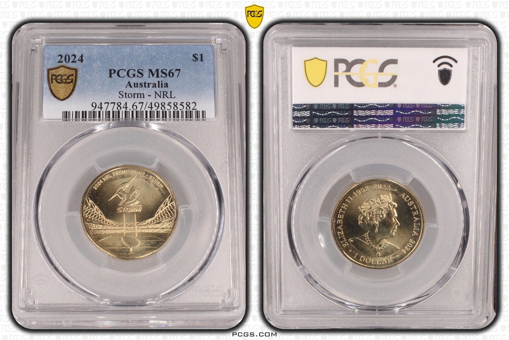 376 · Elizabeth II, Storm - NRL, One Dollar, 2024, PCGS MS67