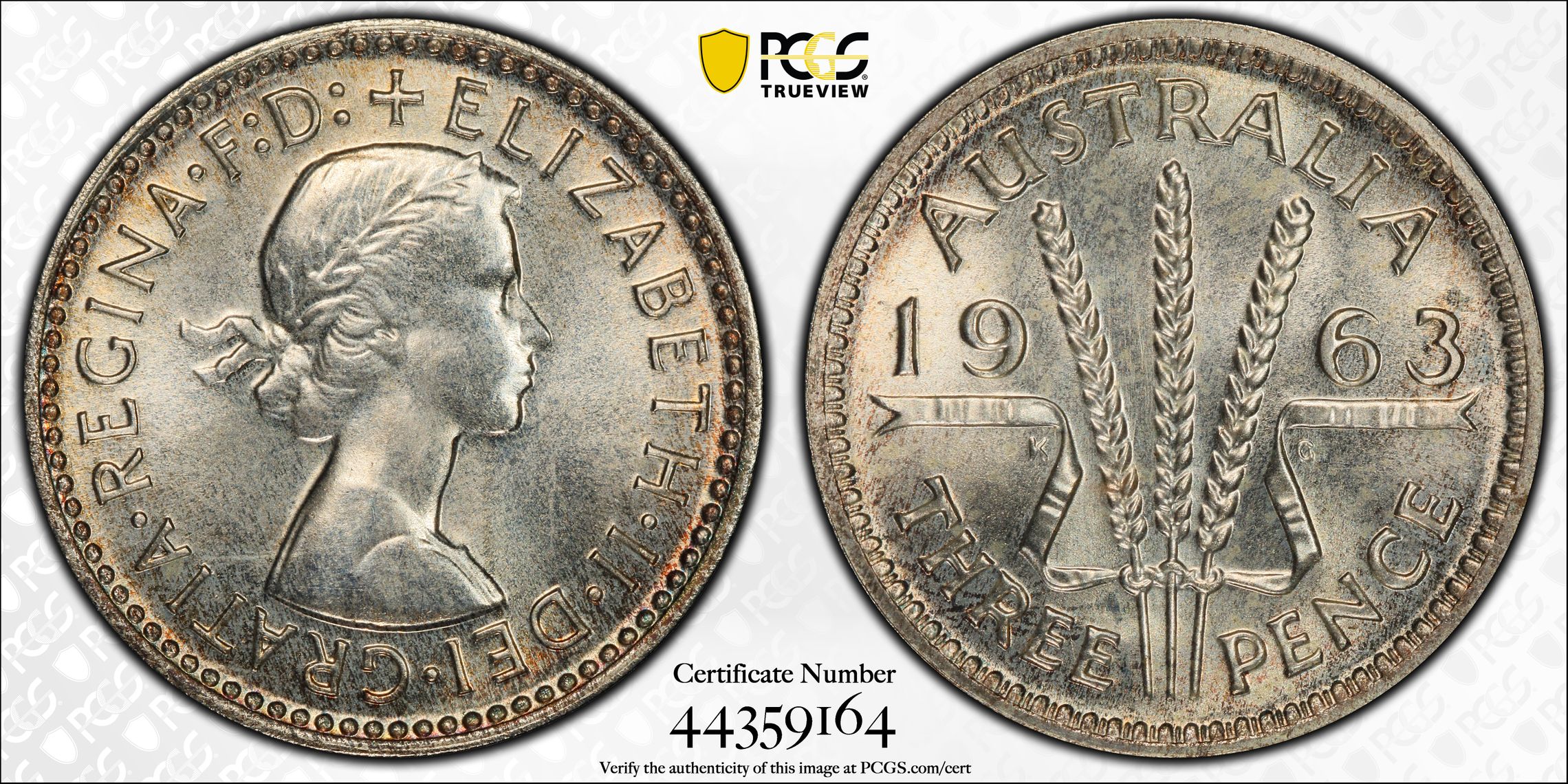 1963(m) Australia Threepence 3D PCGS - PR67 -164