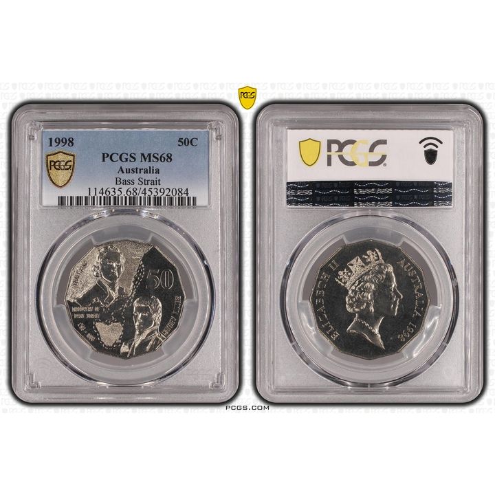 Elizabeth II, Bass Strait, Fifty Cent, 1998, PCGS MS 68