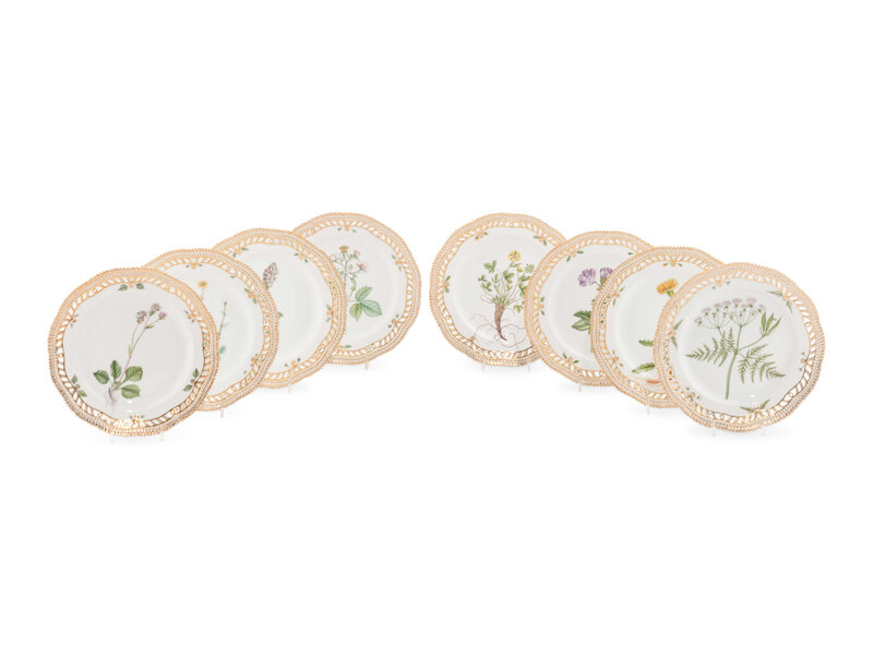 A Set of Ten Royal Copenhagen Flora Danica Reticulated Porcelain Salad Plates